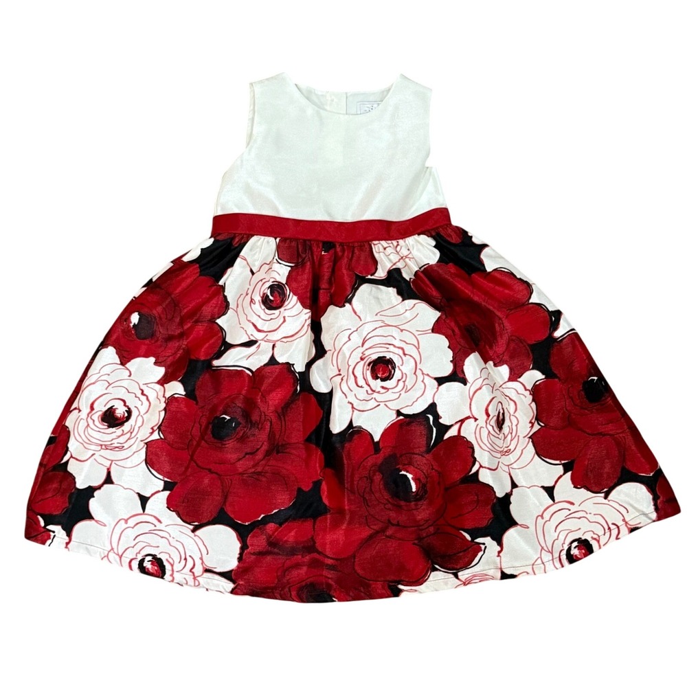 NWT Gymboree Royal RED Floral Flower Duppioni Dress Toddler Christmas Holiday 4T